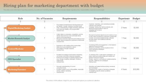 Online Service Marketing Plan Hiring Plan For Marketing Department With Budget