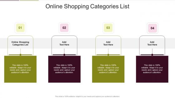 Online Shopping Categories List In Powerpoint And Google Slides Cpb