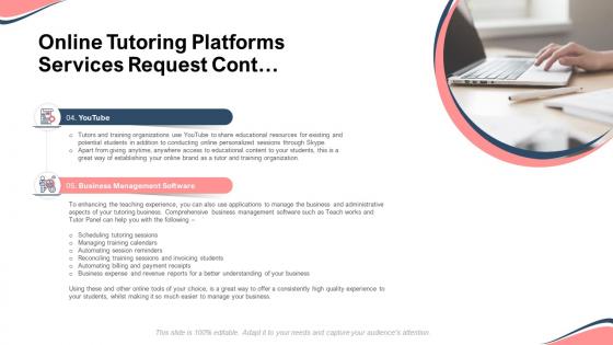 Online tutoring platforms services request cont ppt visual aids deck