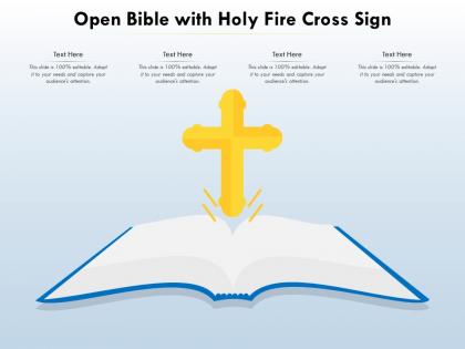 Open bible with holy fire cross sign