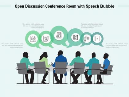 Open discussion conference room with speech bubble
