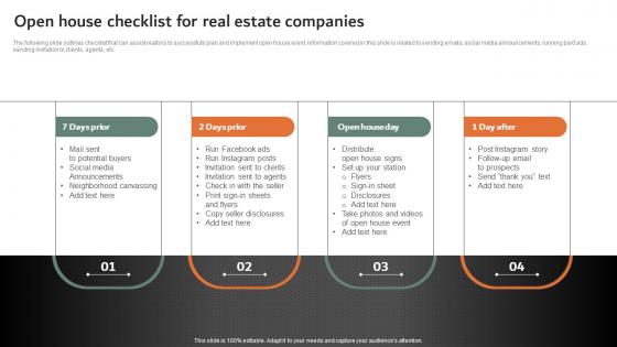 Open House Checklist For Real Estate Companies Online And Offline Marketing Strategies MKT SS V