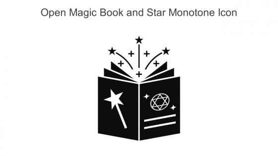 Open Magic Book And Star Monotone Icon In Powerpoint Pptx Png And Editable Eps Format