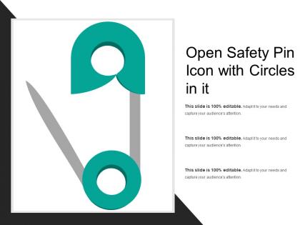 Open safety pin icon with circles in it