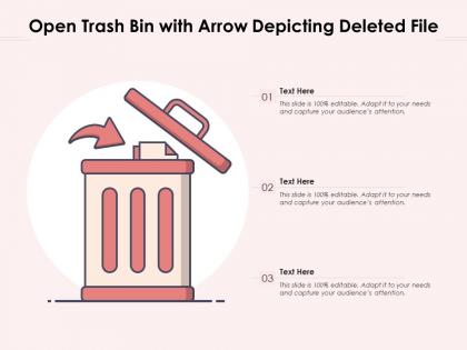 Open trash bin with arrow depicting deleted file