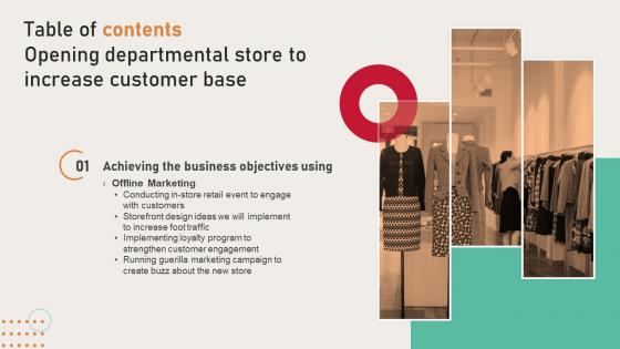 Opening Departmental Store To Increase Customer Base Table Of Contents