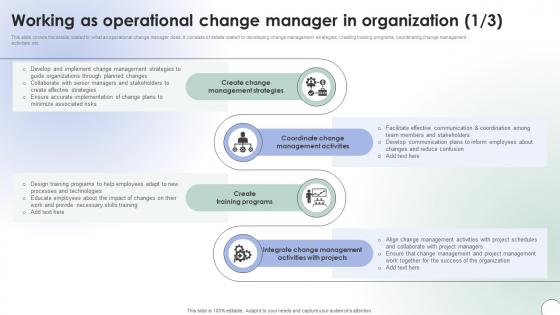 Operational Change Management Working As Operational Change Manager CM SS V