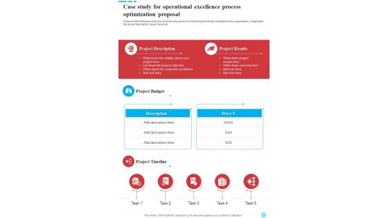 Operational Excellence Process Optimization Proposal For Case Study One Pager Sample Example Document