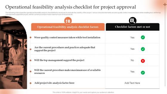 Operational Feasibility Analysis Checklist Conducting Project Viability Study To Ensure