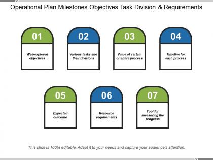 Operational plan milestones objectives task division and requirements