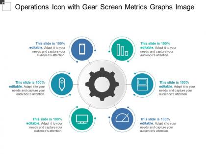 Operations icon with gear screen metrics graphs image