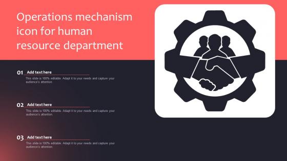 Operations Mechanism Icon For Human Resource Department