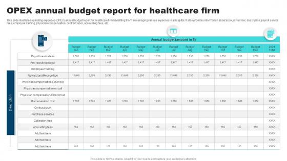 OPEX Annual Budget Report For Healthcare Firm