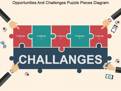 Opportunities and challenges puzzle pieces diagram powerpoint slide designs