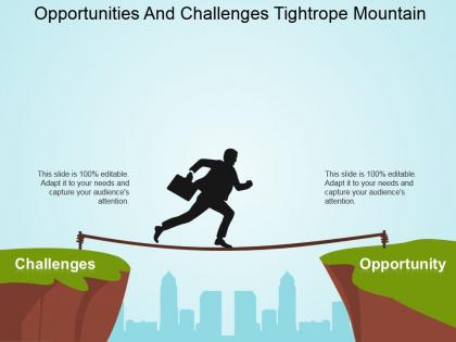 Opportunities and challenges tightrope mountain powerpoint slide templates