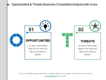 Opportunities and threats business competitive analysis with icons