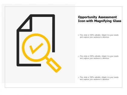 Opportunity assessment icon with magnifying glass