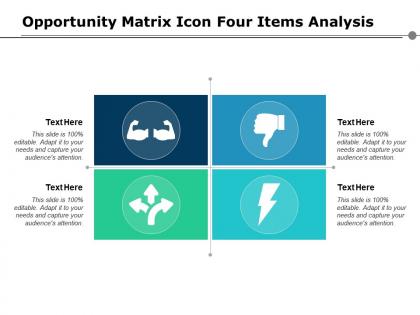 Opportunity matrix icon four items analysis