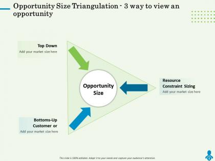 Opportunity size triangulation 3 way to view an opportunity down ppt powerpoint presentation