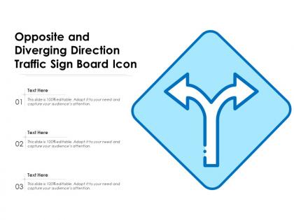 Opposite and diverging direction traffic sign board icon