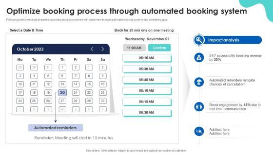 Optimize Booking Process Through Sales Automation For Improving Efficiency And Revenue SA SS