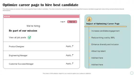 Optimize Career Page To Hire Best Candidate Business Operational Efficiency Strategy SS V