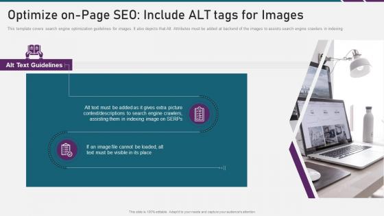 Optimize on page seo include alt tags for images digital marketing playbook