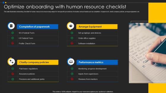 Optimize Onboarding With Human Resource Checklist