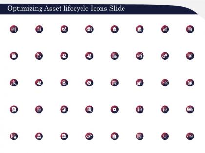 Optimizing asset lifecycle icons slide ppt powerpoint presentation file format ideas