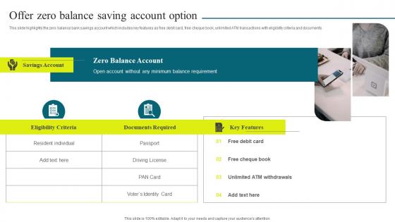 Optimizing Banking Operations And Services Model Offer Zero Balance Saving Account Option