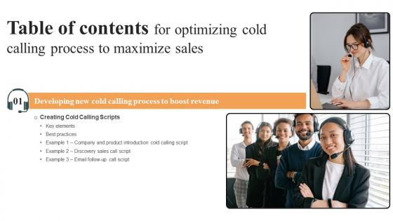 Optimizing Cold Calling Process To Maximize Sales Table Of Contents SA SS
