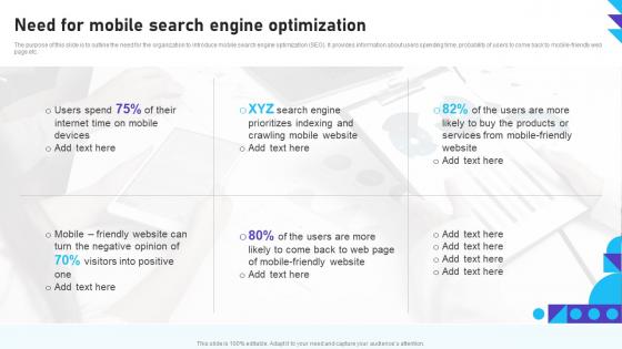 Optimizing Mobile SEO Need For Mobile Search Engine Optimization Ppt Sample