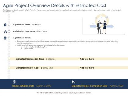 Optimizing tasks and agile project overview details with estimated cost ppts tips