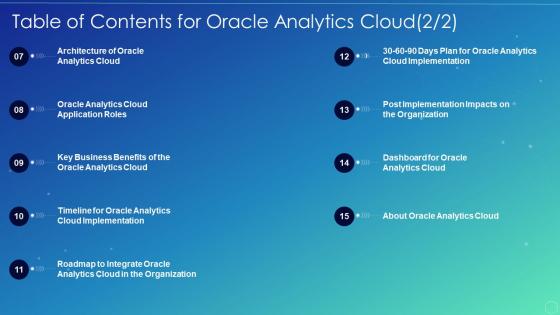 Oracle analytics cloud it table of contents for oracle analytics cloud