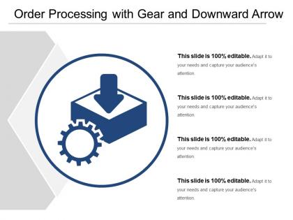 Order processing with gear and downward arrow