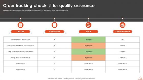 Order Tracking Checklist For Quality Assurance