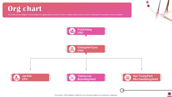 Org Chart Cosmetics Brand Fundraising Pitch Deck