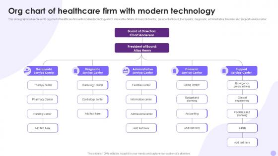 Org Chart Of Healthcare Firm With Modern Technology