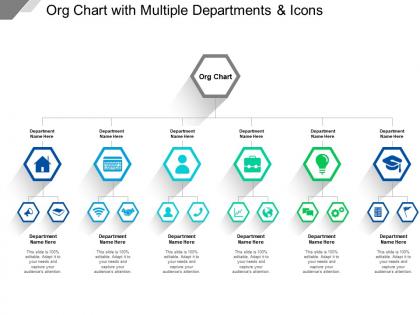 Org chart with multiple departments and icons