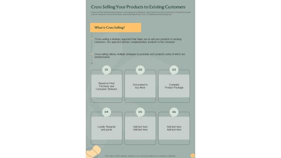Organic Growth Playbook Cross Selling Your Products To One Pager Sample Example Document