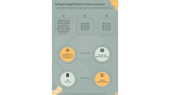 Organic Growth Playbook Selling Existing Products To New One Pager Sample Example Document