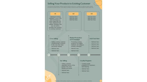 Organic Growth Playbook Selling Your Products To Existing One Pager Sample Example Document