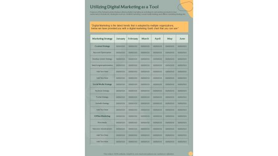 Organic Growth Playbook Utilizing Digital Marketing As A One Pager Sample Example Document