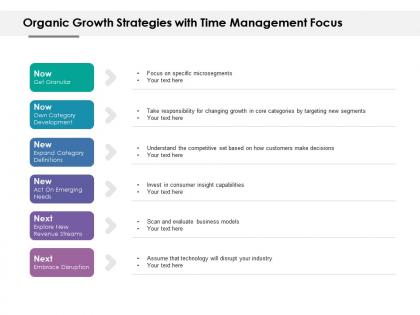 Organic growth strategies with time management focus