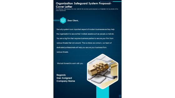 Organizaiton Safeguard System Proposal Cover Letter One Pager Sample Example Document