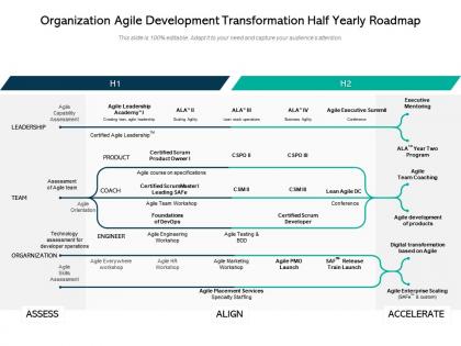 Organization agile development transformation half yearly roadmap