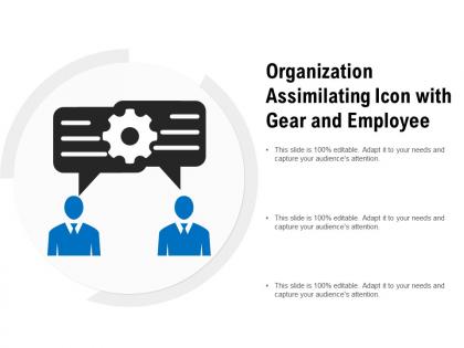 Organization assimilating icon with gear and employee