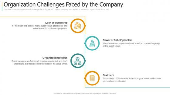Organization challenges faced by the company creating strategy for supply chain management