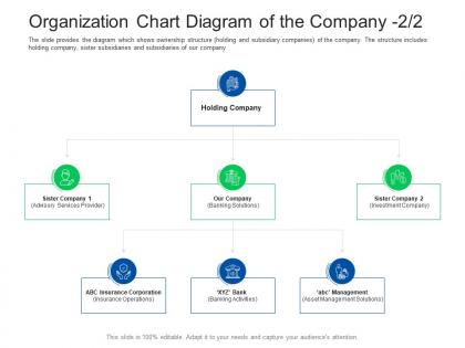 Organization chart diagram investor pitch presentation raise funds financial market
