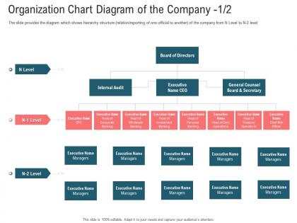 Organization chart diagram of the company executive secondary market investment ppt tips